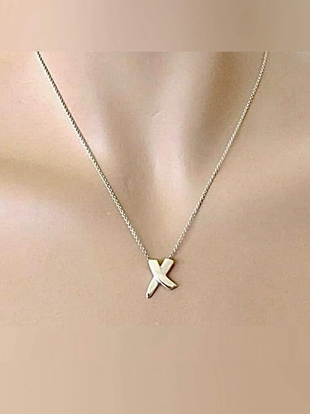 Tiffany & Co. Paloma Picasso 925 Sterling Silver Graffiti X Pendant Necklace